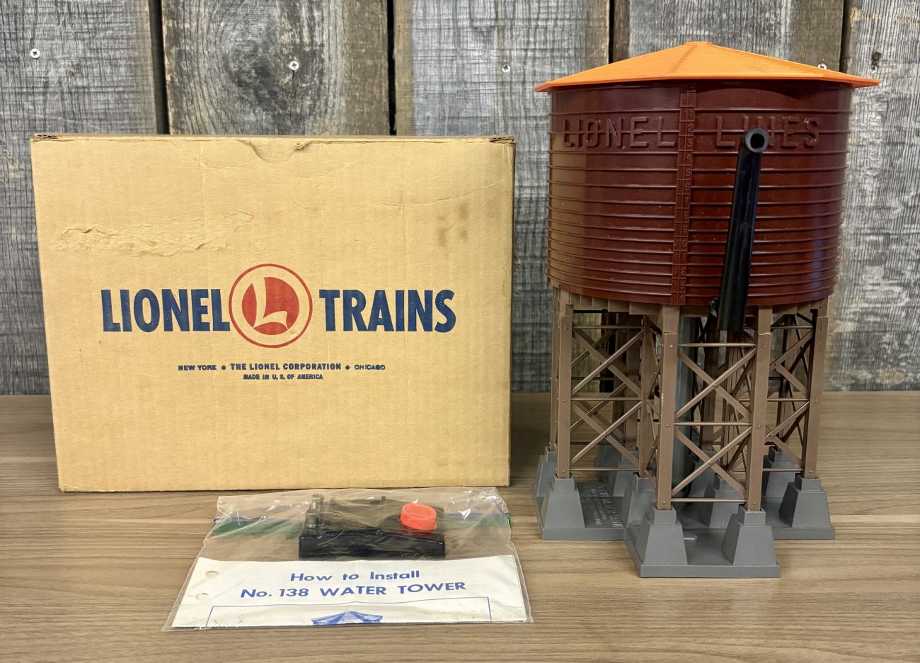 Lionel No. 138 Operating Water Tower with Original Box and Controller