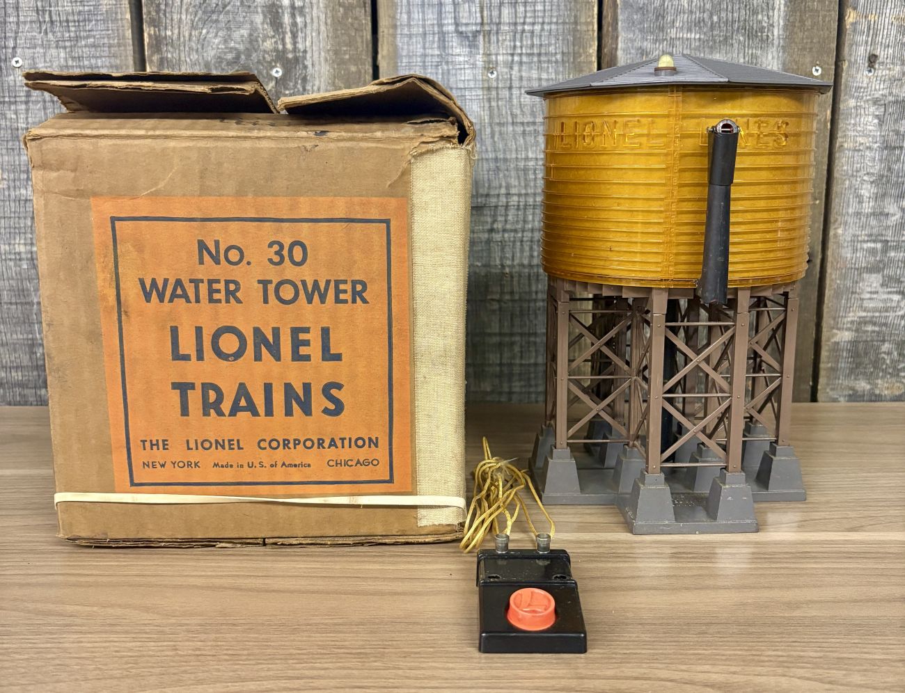 Lionel Postwar No. 30 Operating Water Tower with Original Box and Controller