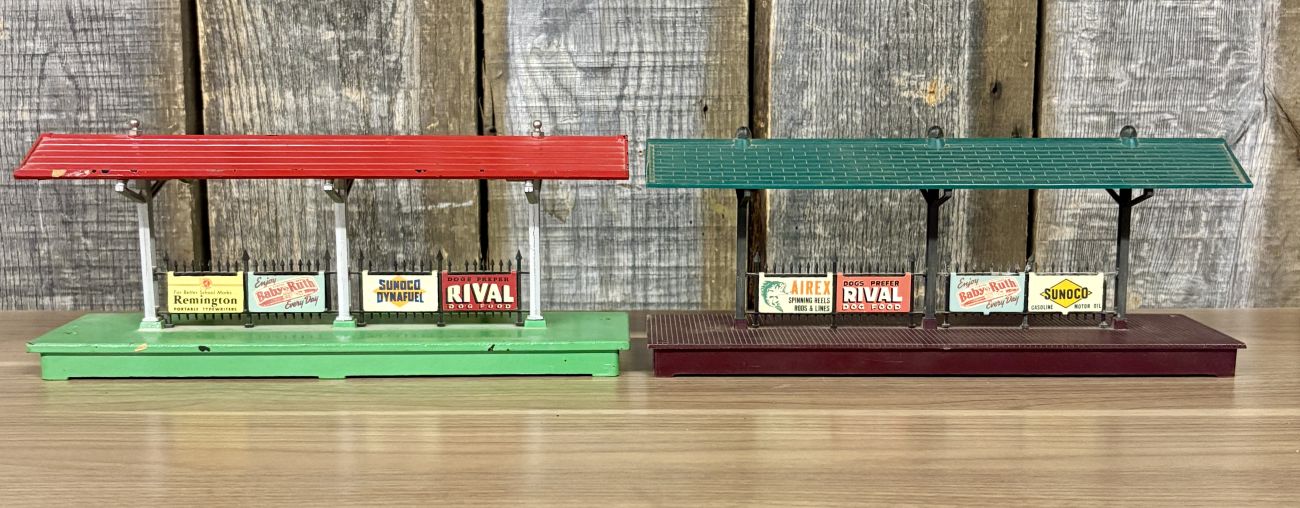 Three Lionel O-Gauge Model Train Station Accessories Including No. 256 Freight Station and No. 156 Station Platforms
