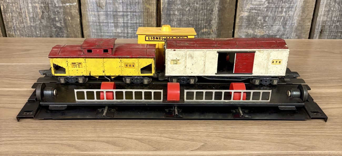 Three Lionel and American Flyer O Gauge Model Train Items