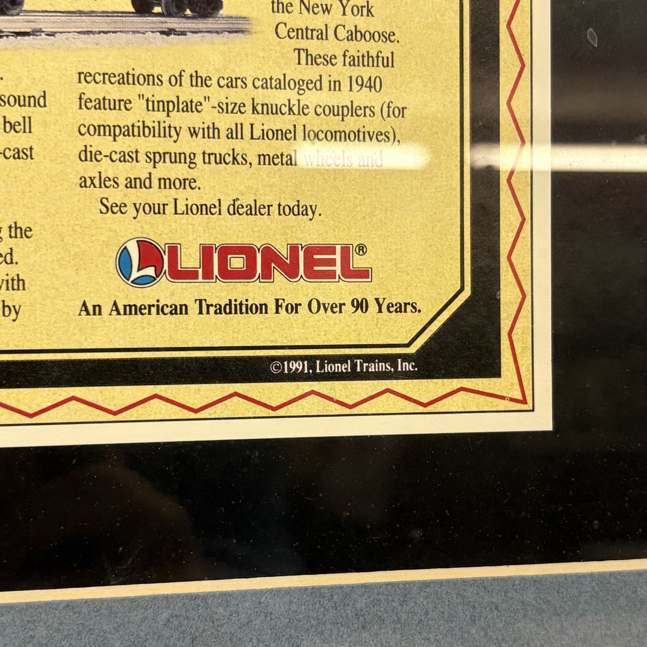Lionel Trains Pennsylvania S-2 Turbine Framed Advertisement, 1991