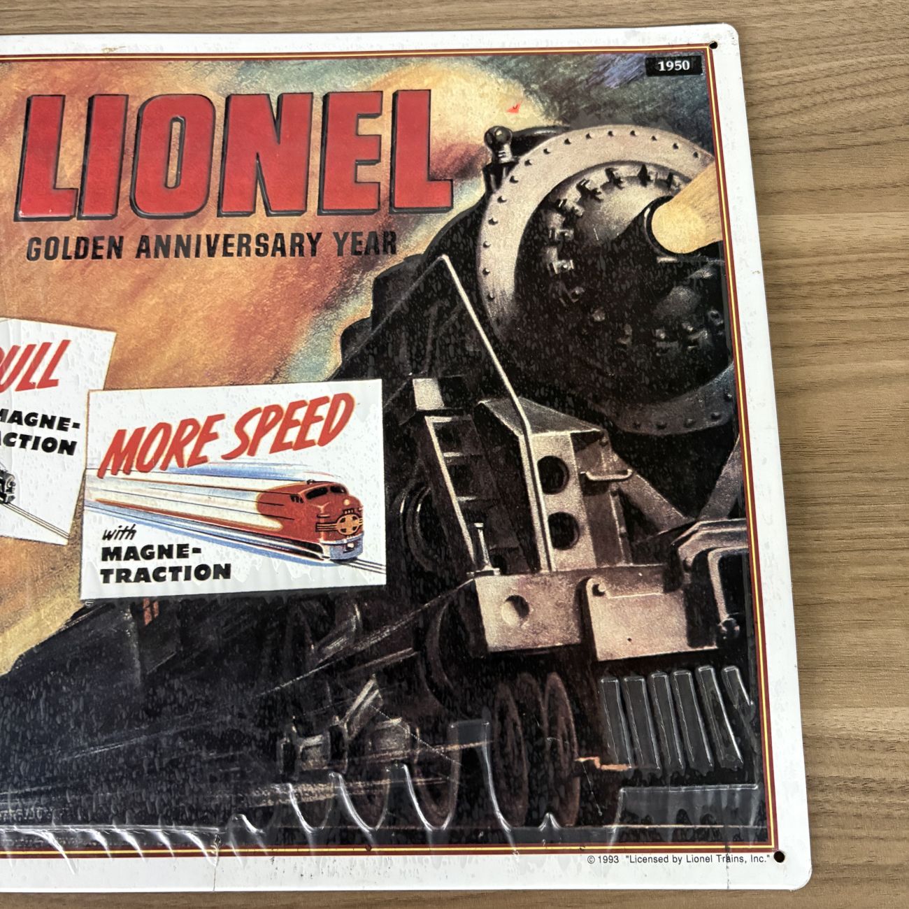 Licensed Lionel Trains 1993 Embossed Tin Sign 1950 Golden Anniversary Advertising Reproduction