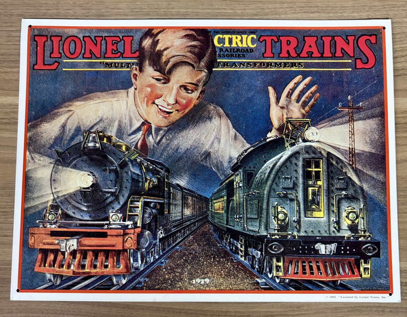 Lionel Trains Hallmark Great American Railways 1929 Catalog Cover Replica Embossed Metal Sign