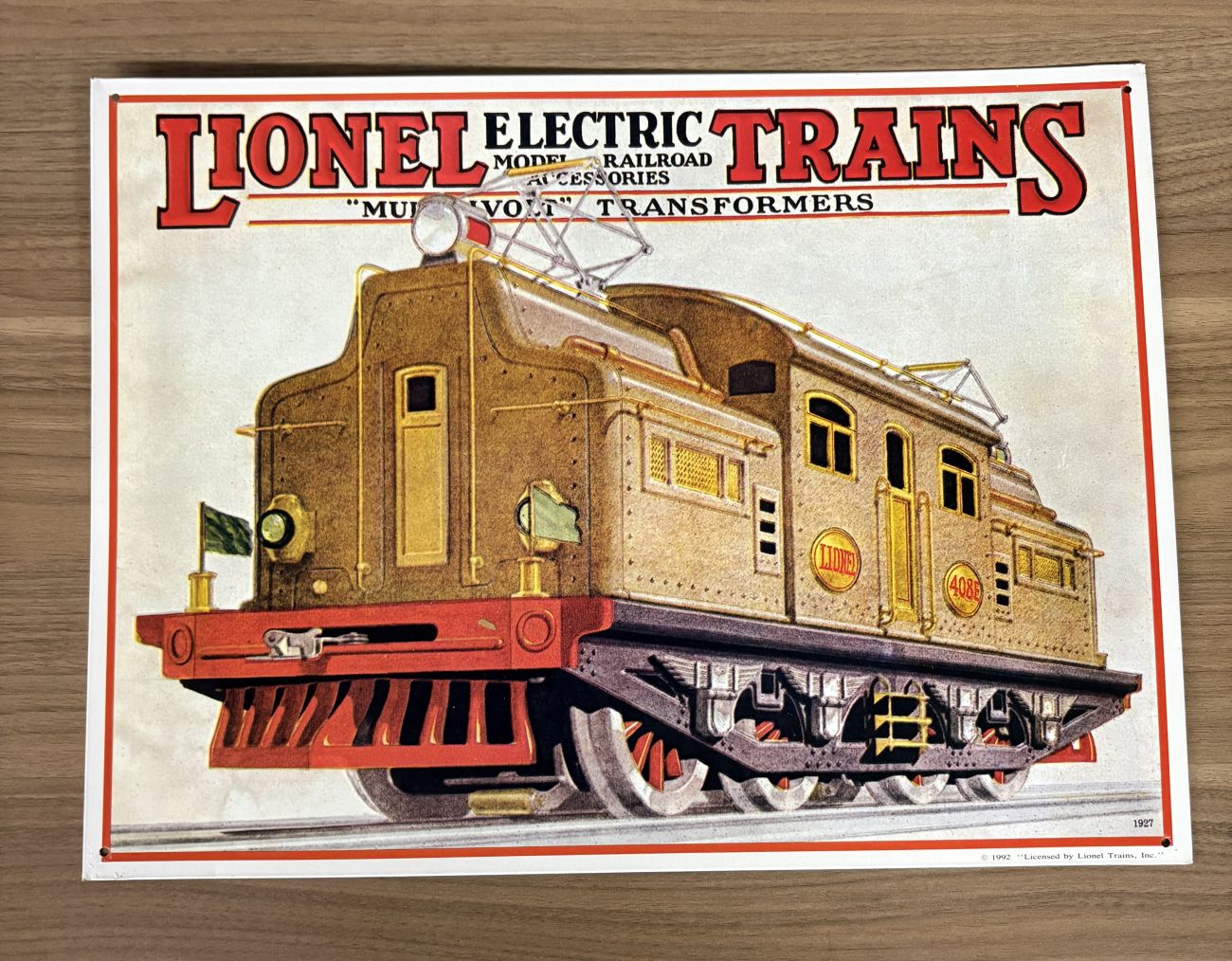 Licensed Lionel Electric Trains 408E Locomotive Embossed Tin Advertising Sign