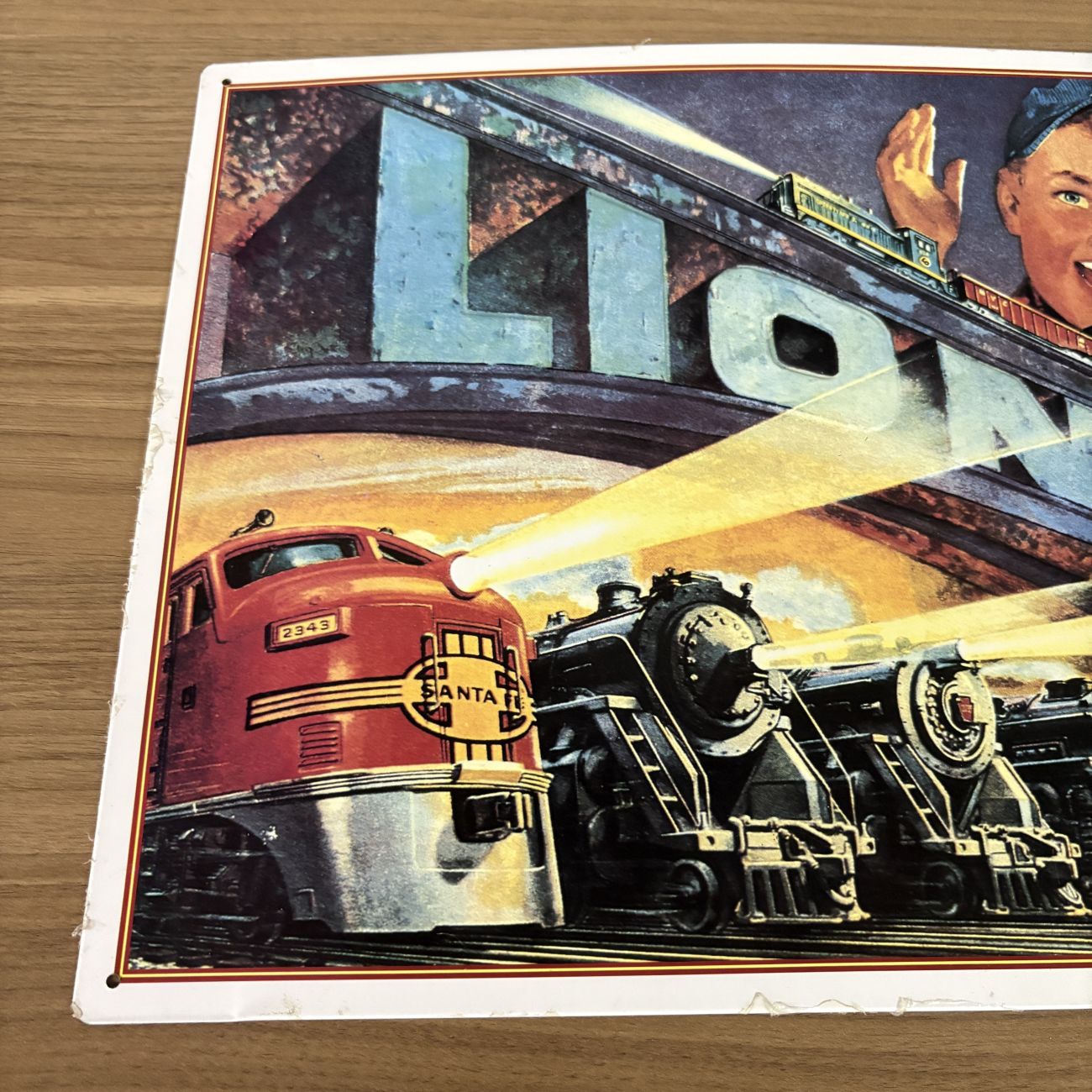 1993 Licensed Lionel Trains Commemorative Metal Advertising Sign featuring 1952 Artwork