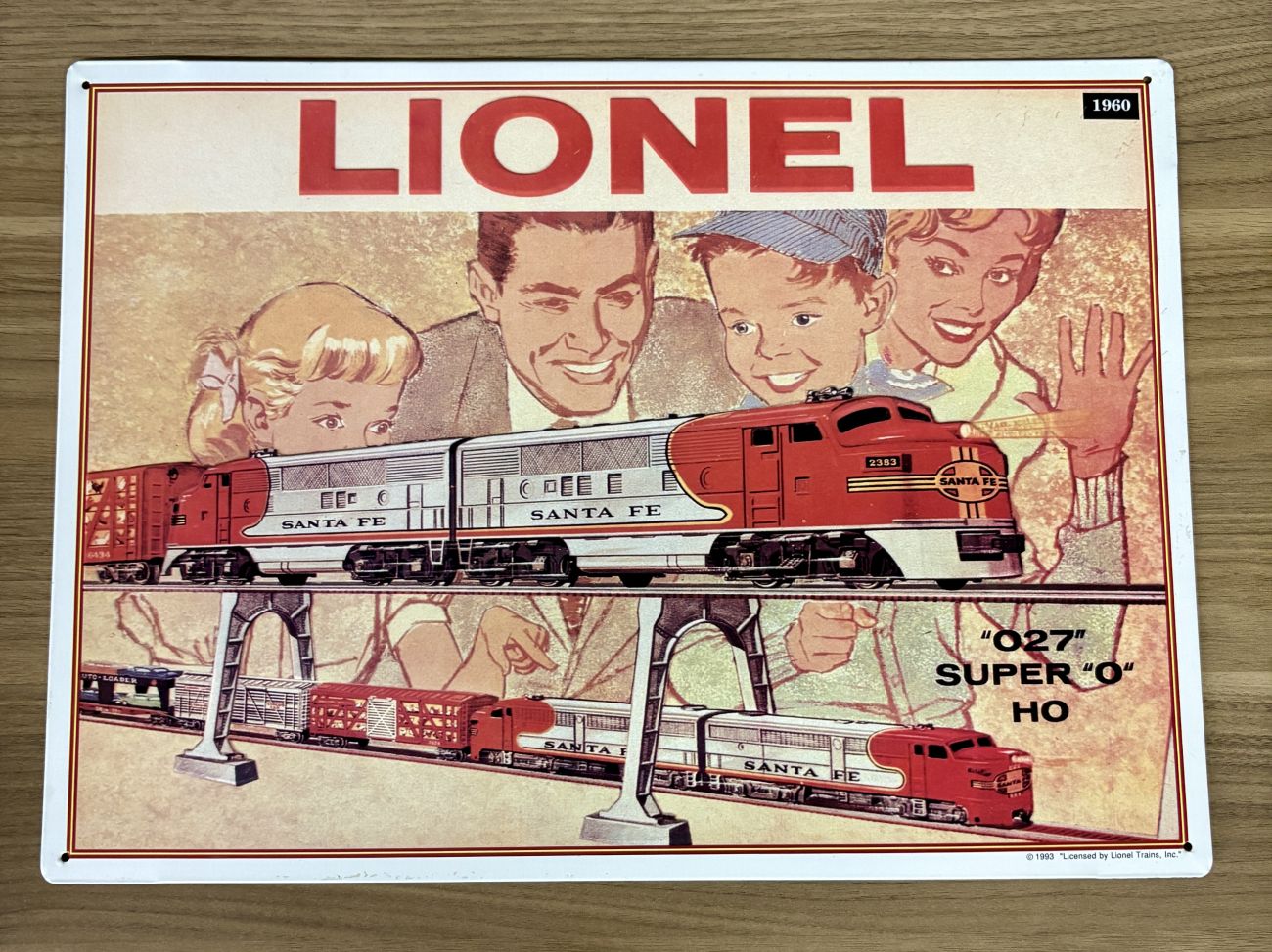 Lionel Trains 1960 Santa Fe Catalog Art Licensed Embossed Metal Sign