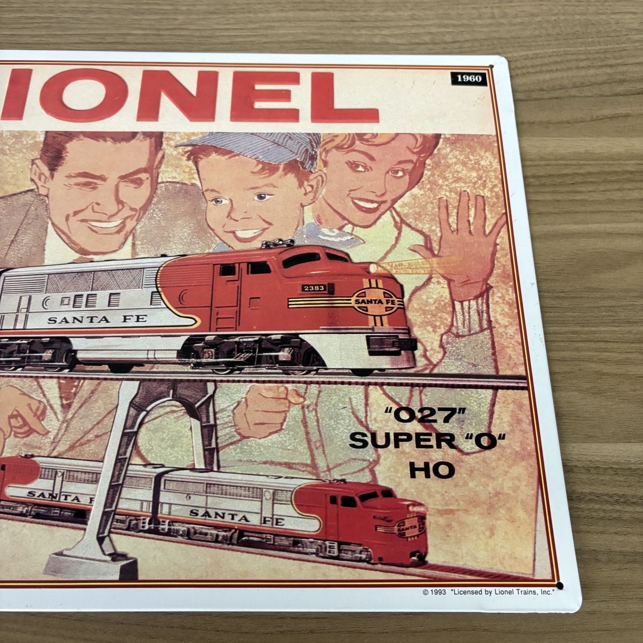 Lionel Trains 1960 Santa Fe Catalog Art Licensed Embossed Metal Sign