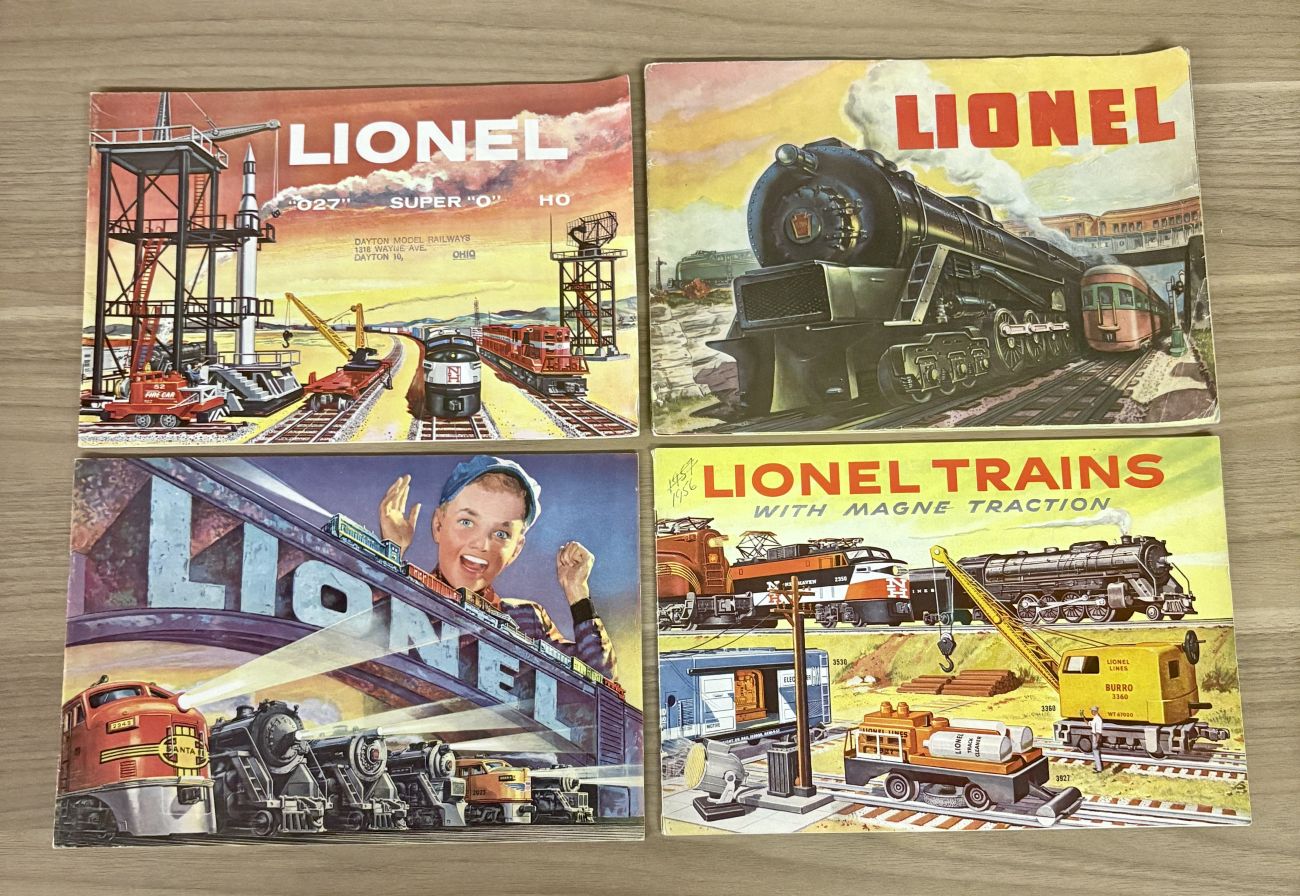 A Collection of Four Vintage Lionel Train Consumer Product Catalogs 1948-1958