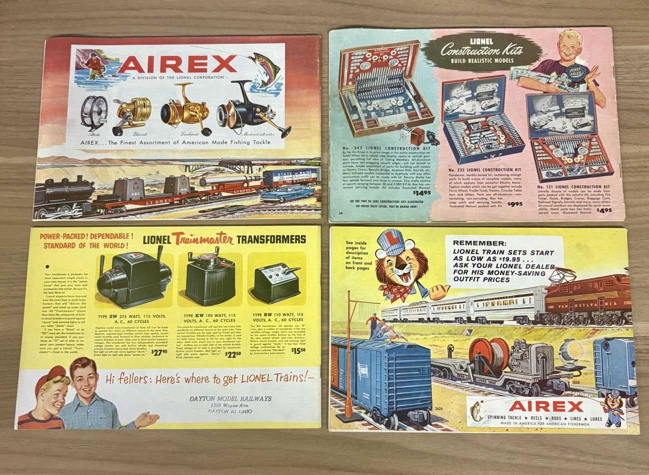 A Collection of Four Vintage Lionel Train Consumer Product Catalogs 1948-1958