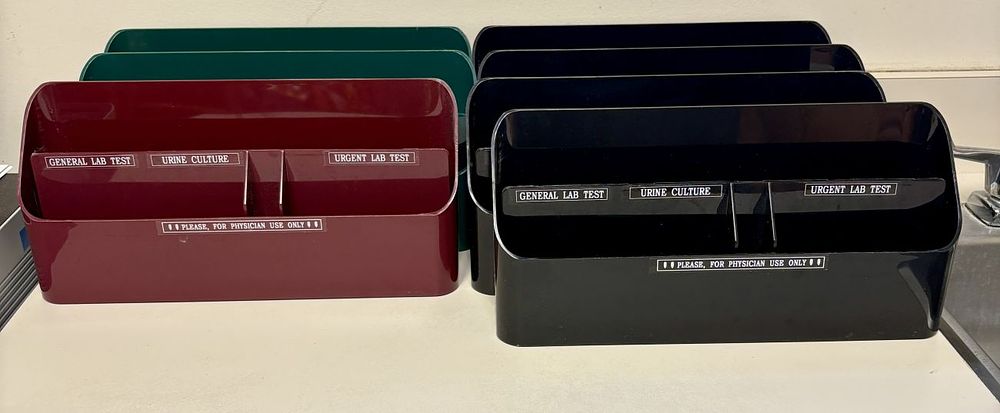 Lot 175: A Set of Six Multi-Tier Plastic Medical Laboratory Organizers