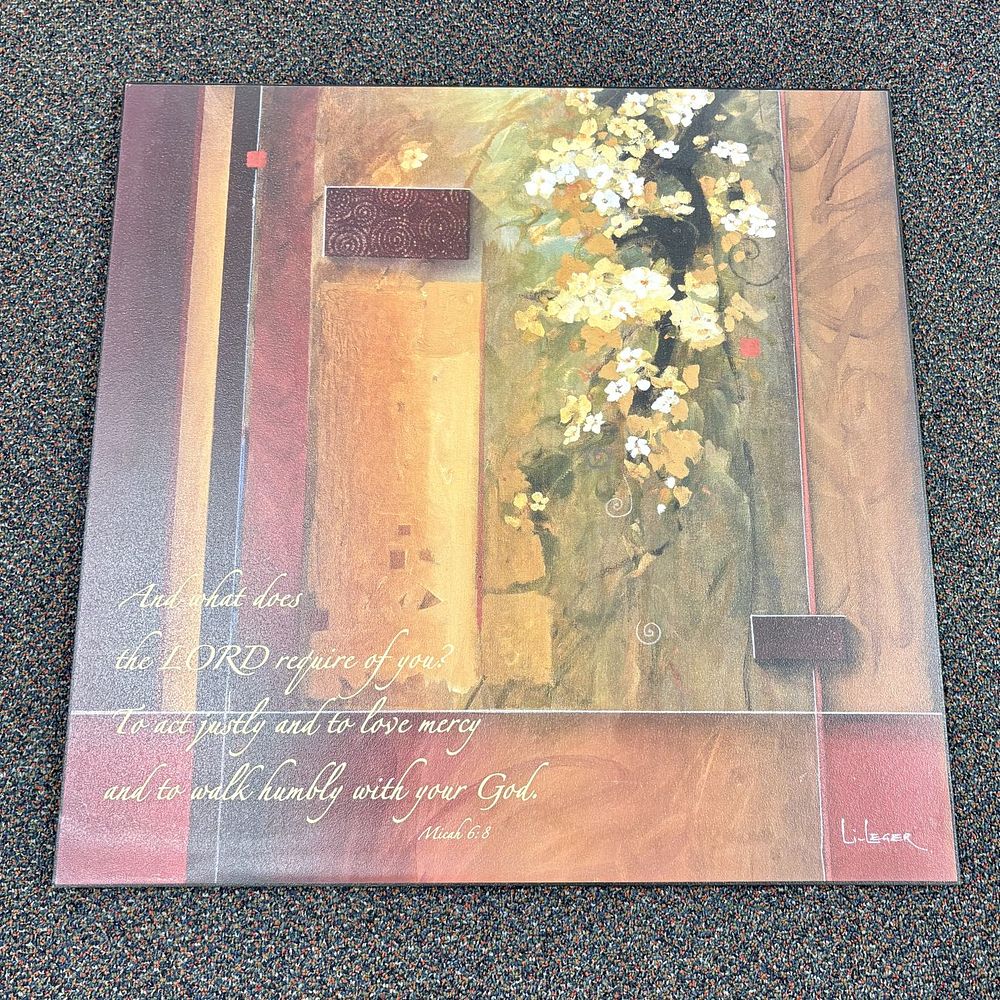 Lot 261: Li-Leger Summer Bloom Micah 6:8 Scripture Print on Panel