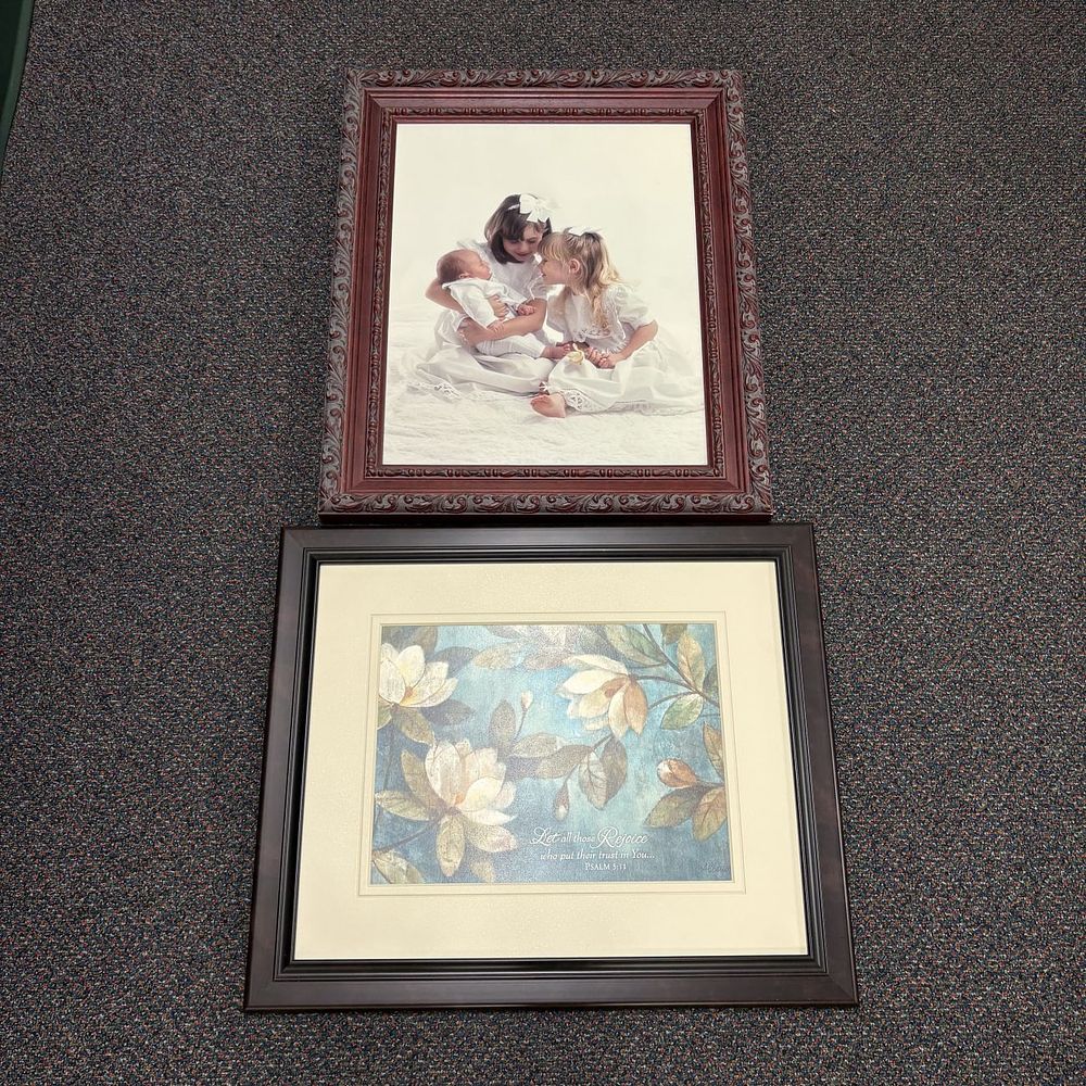 Lot 263: Two Framed Artworks: One Color Portrait and One Signed Floral Print by Albena