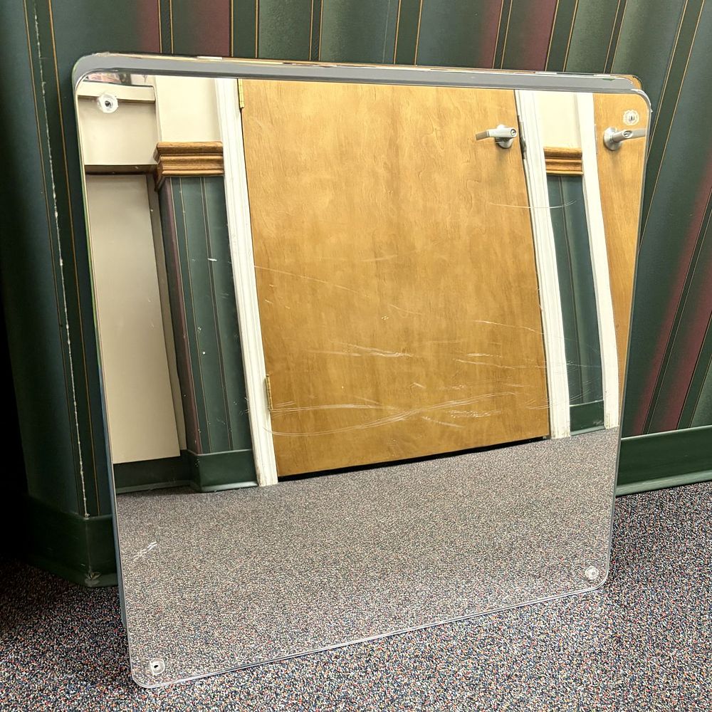Lot 269: A Trio of Modern Square Wall Mirrors with Tiered Metallic Trim