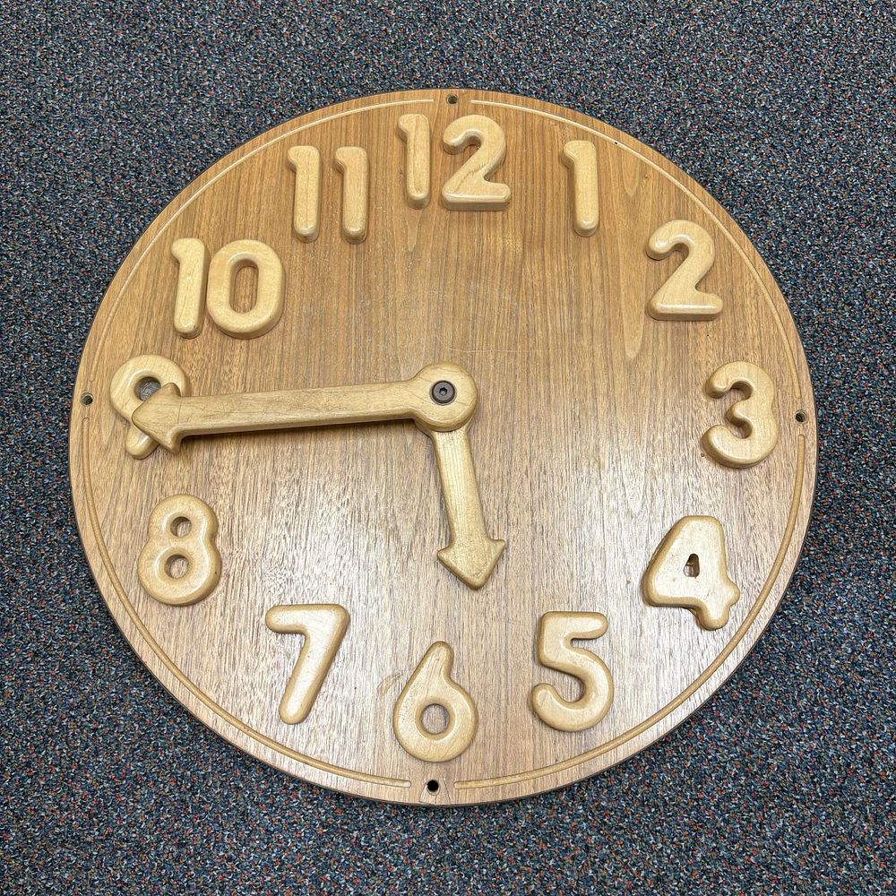 Lot 424: Large Round Wooden Wall Clock with Applied Three-Dimensional Arabic Numerals
