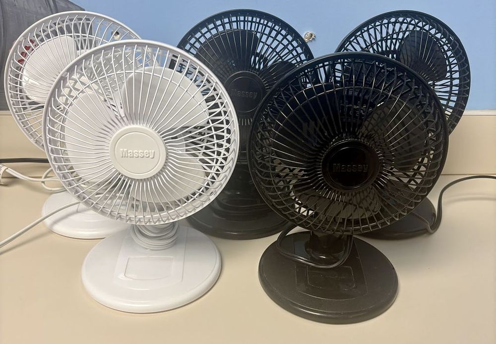 Lot 457: A Set of Five Massey Electric Two-Speed Personal Desk Fans