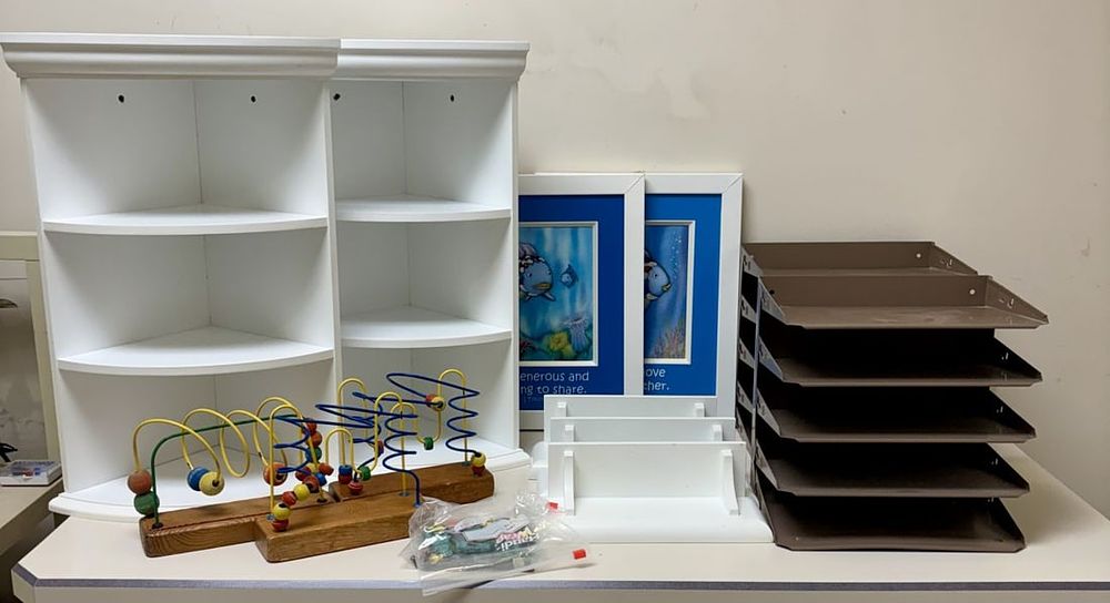 Lot 464: A Collection of Nursery and Office Organizational Items Including Anatex Bead Mazes and Corner Wall