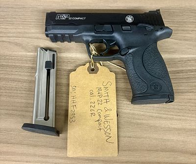 Smith and Wesson M and P 22 Compact Semi-Automatic Pistol. This semi-automatic pistol is a Smith 