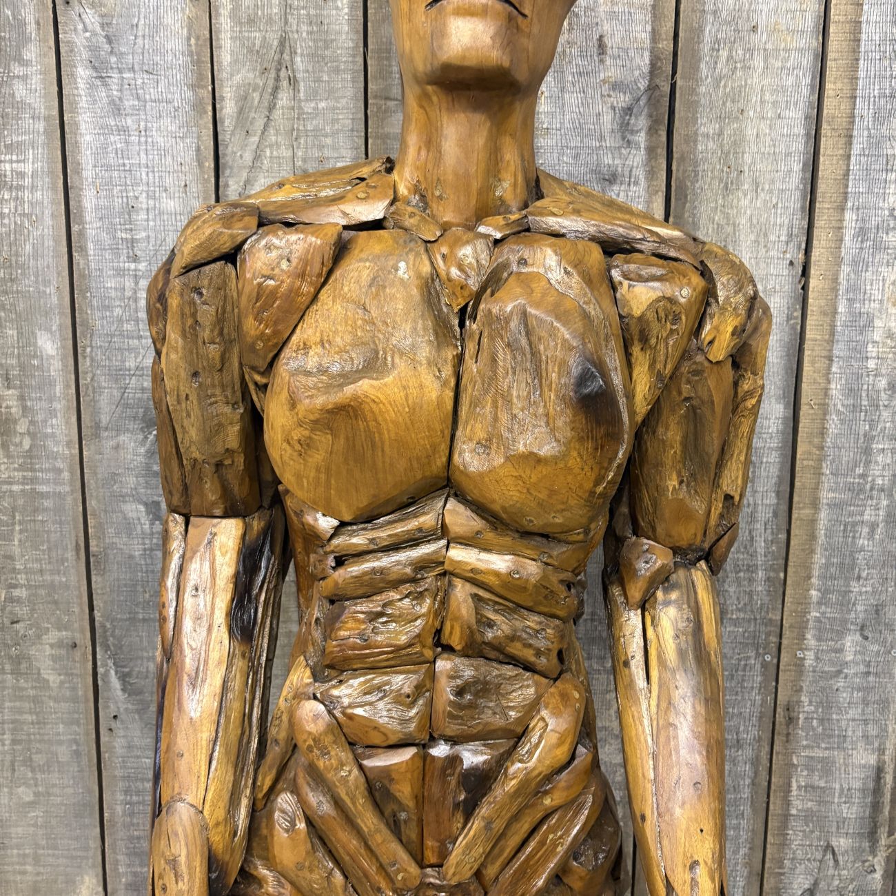 Large Scale Assembled Teak Alien Sculpture