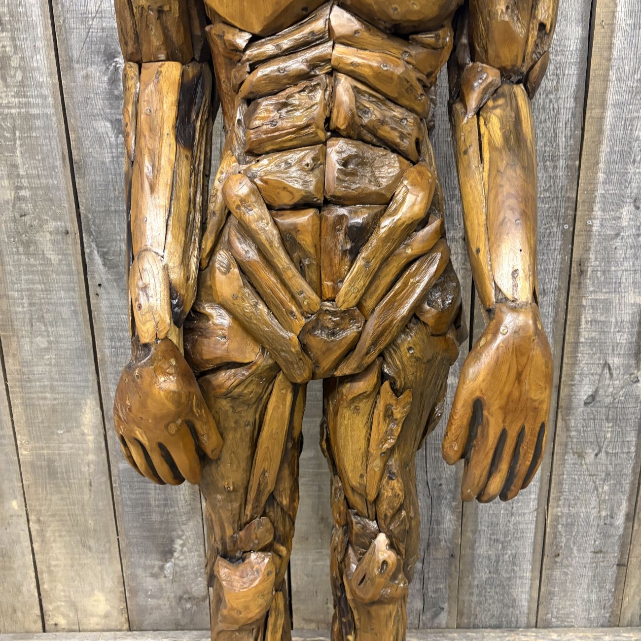 Large Scale Assembled Teak Alien Sculpture