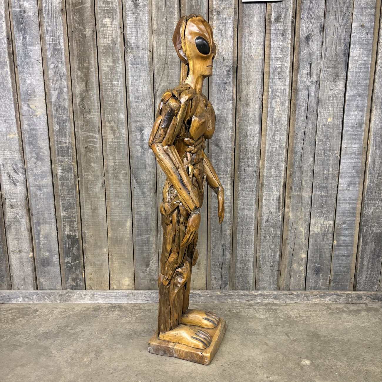Large Scale Assembled Teak Alien Sculpture