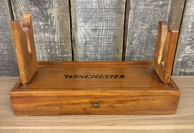 Winchester Wooden Gun Cleaning Station with 17 Piece Tool Kit. A Winchester branded gun cleaning 