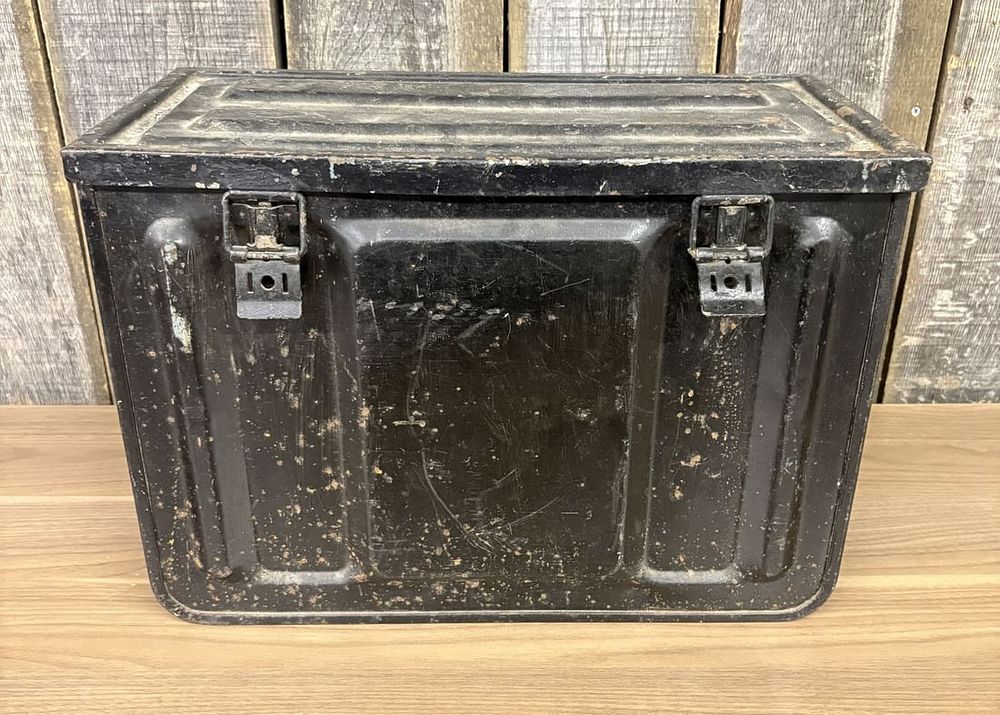 Lot 264: Vintage Black Painted Metal Storage Chest