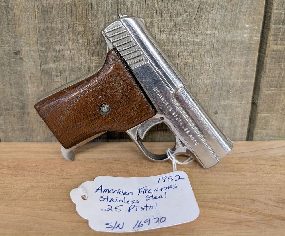 Lot 275: American Firearms Mfg. Co. Inc. Stainless Steel .25 ACP Pistol