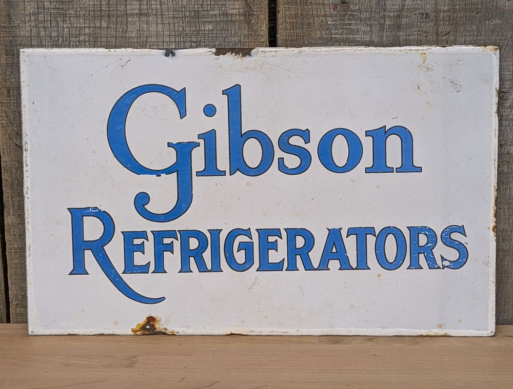 Lot 387: Gibson Refrigerators Porcelain Enamel Advertising Sign