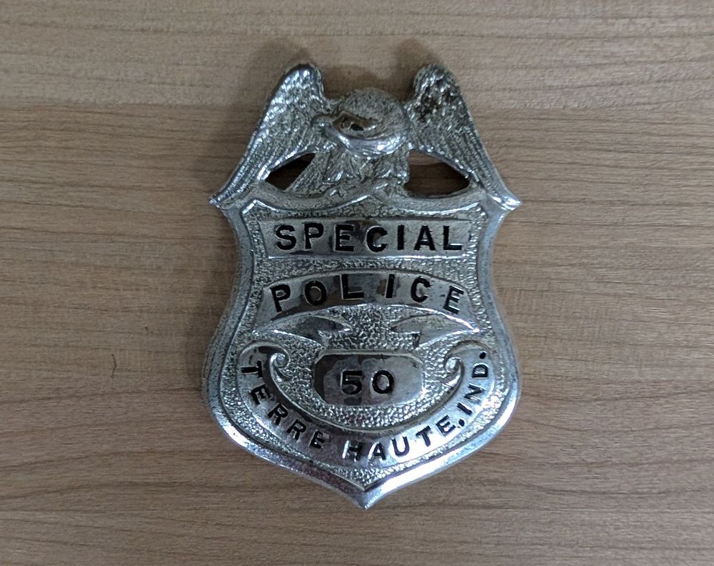 Lot 399: Terre Haute Indiana Special Police Numbered Metal Shield Badge
