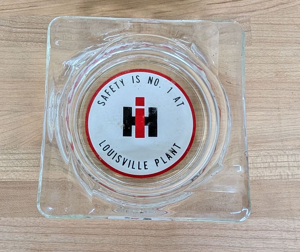 Lot 408: International Harvester Glass Advertising Ashtray Louisville Plant