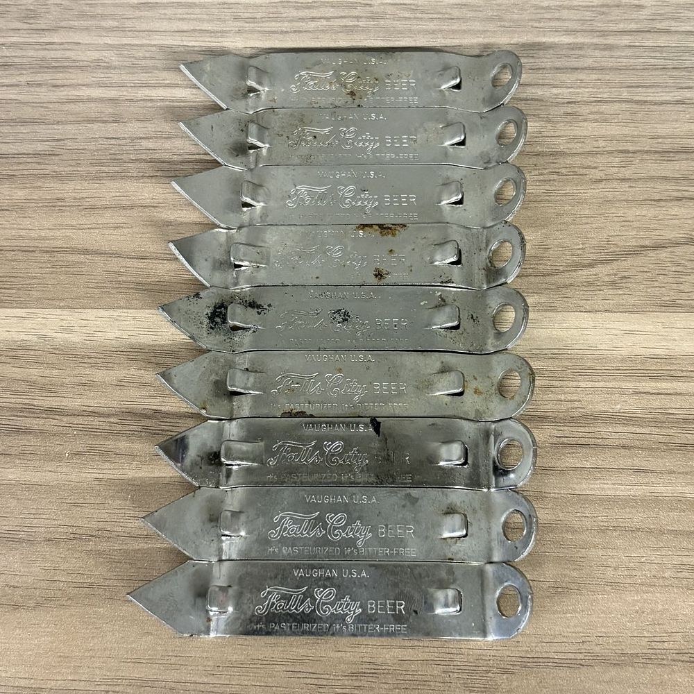 Lot 437: A Collection of Vaughan USA Falls City Beer Metal Can and Bottle Openers