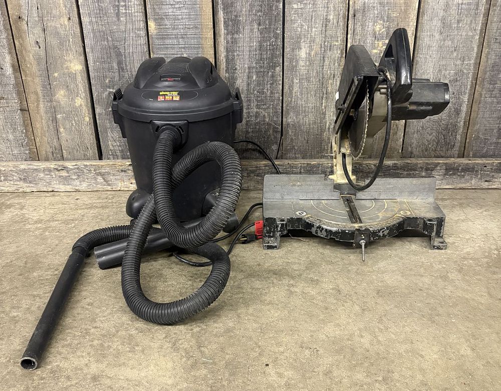 Lot 465: Two Power Tools Comprising a Shop-Vac Wet Dry Vacuum and a Miter Saw