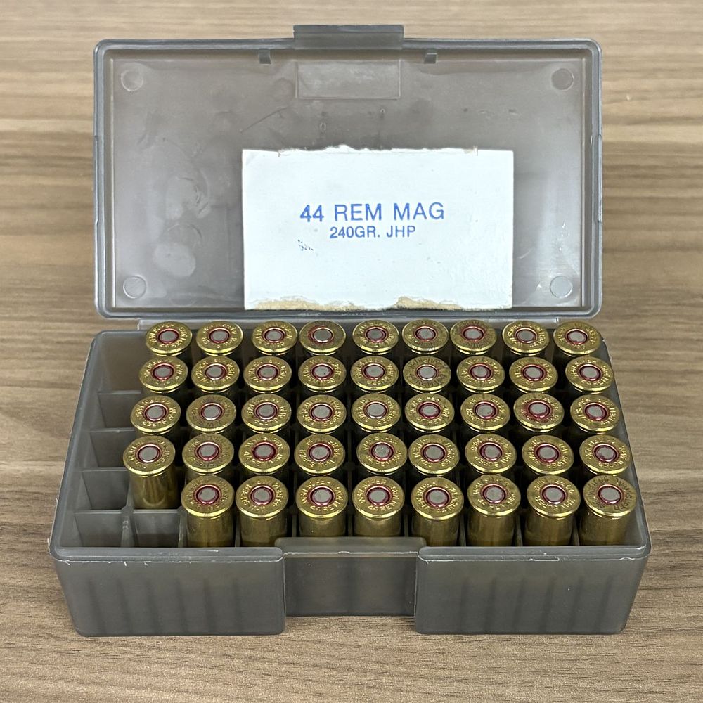 Lot 556: A Collection of W-W Super 44 Rem Mag 240gr. JHP Ammunition in a Midway Case