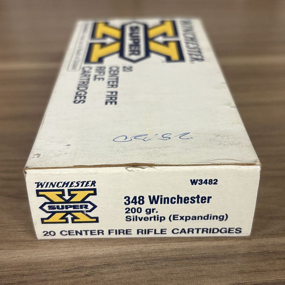 Lot 588: A Vintage Winchester Super-X 348 Winchester Centerfire Rifle Cartridge Box