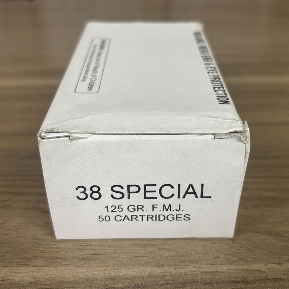 Lot 592: A Box of 50 Cartridges of Miwall Corporation 38 Special 125 Grain FMJ Ammunition