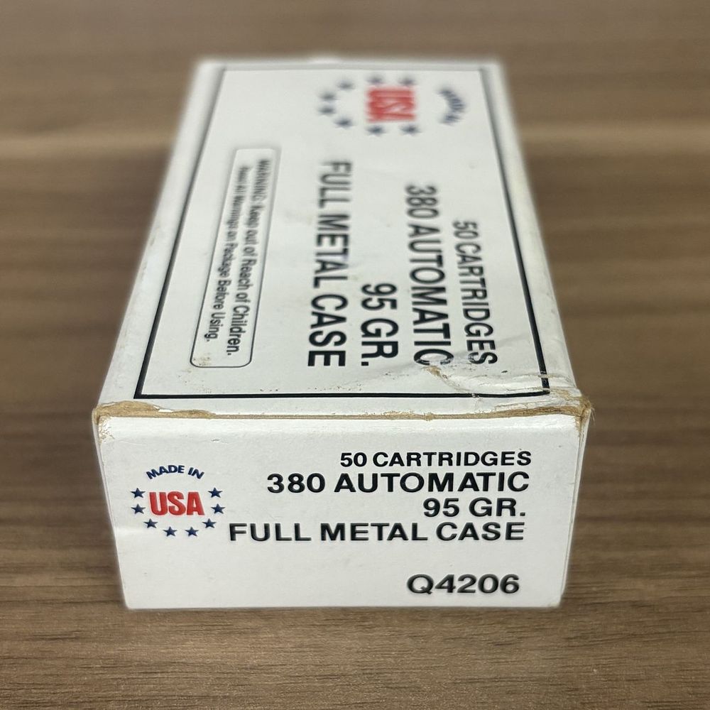 Lot 598: One Box of 50 Cartridges 380 Automatic 95 Grain Full Metal Case Ammunition