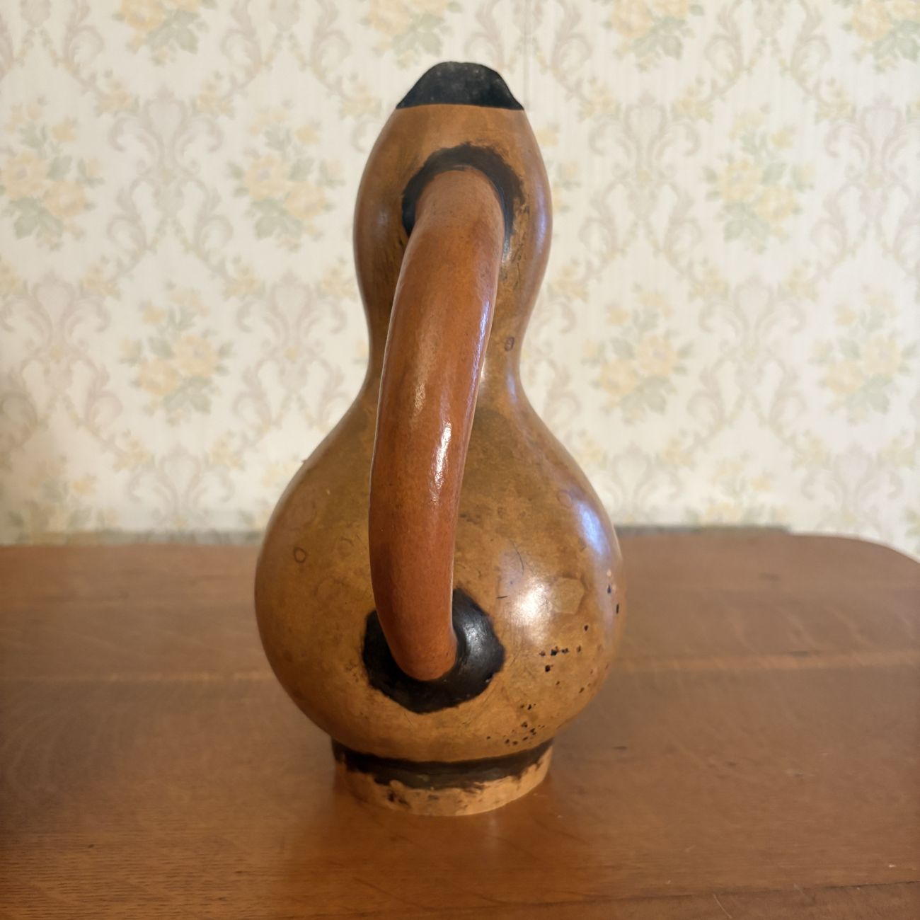 Two Decorative Dried Gourd Objects Including Hand Painted Birdhouse and Pitcher