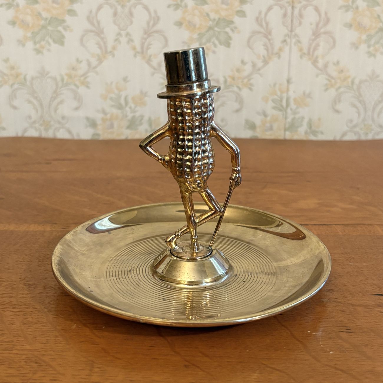 Planters Peanuts Mr. Peanut Gold-Tone Metal Figural Nut Dish