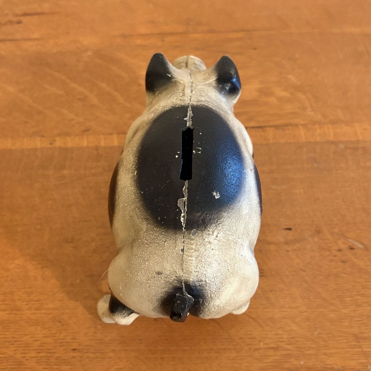 Vintage Cast Iron Standing Spotted Pig Coin Bank