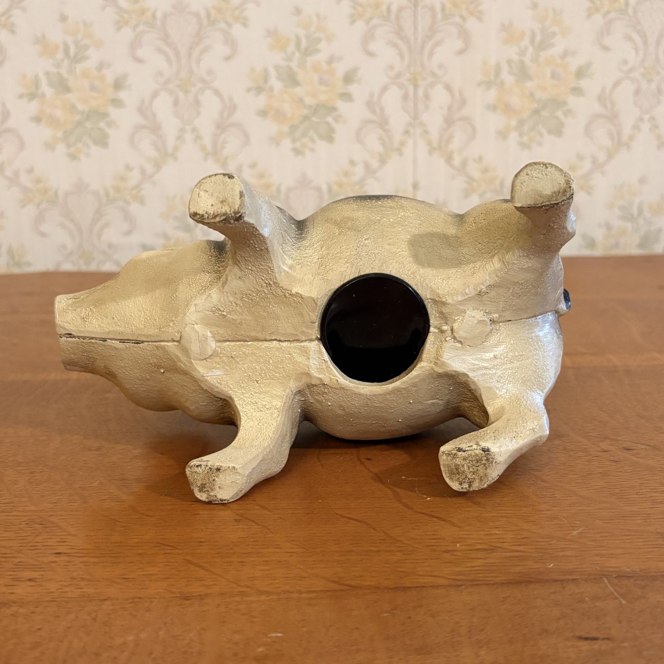 Vintage Cast Iron Standing Spotted Pig Coin Bank