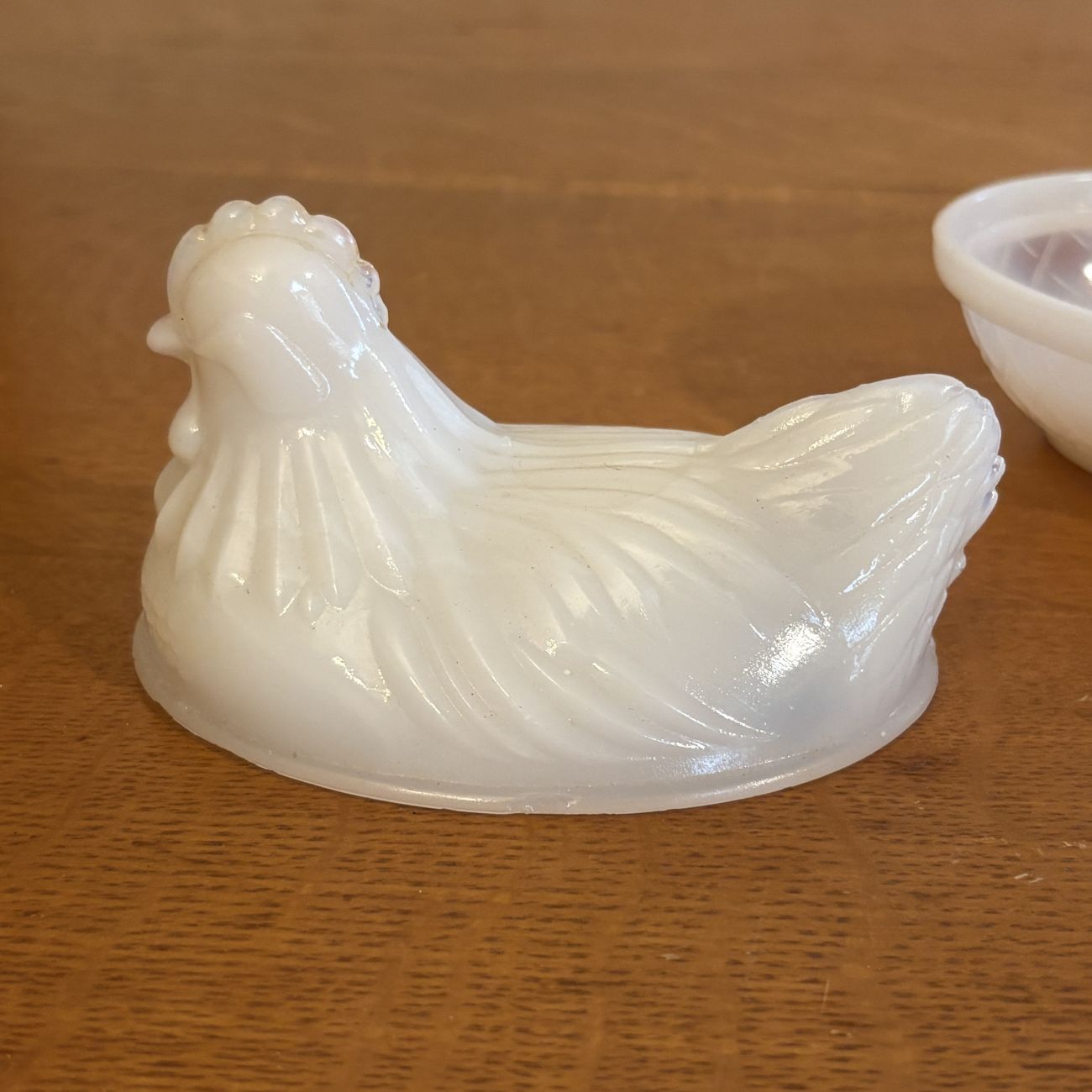 Small White Milk Glass Hen on Nest Covered Dish