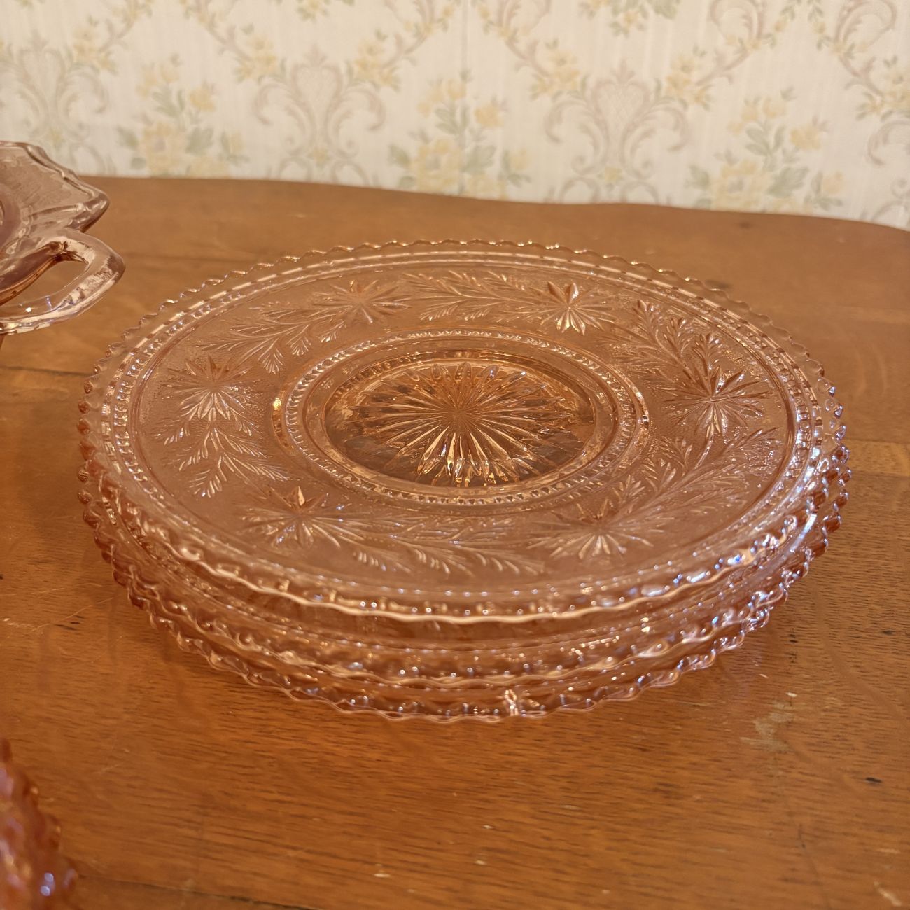 A Collection of Pink Depression Era Glass Tableware