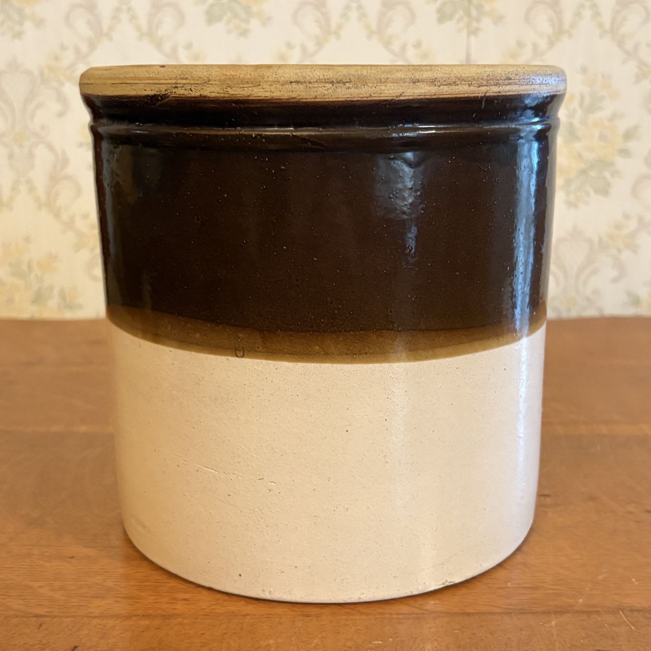 Two-Tone Glazed Stoneware Utility Crock