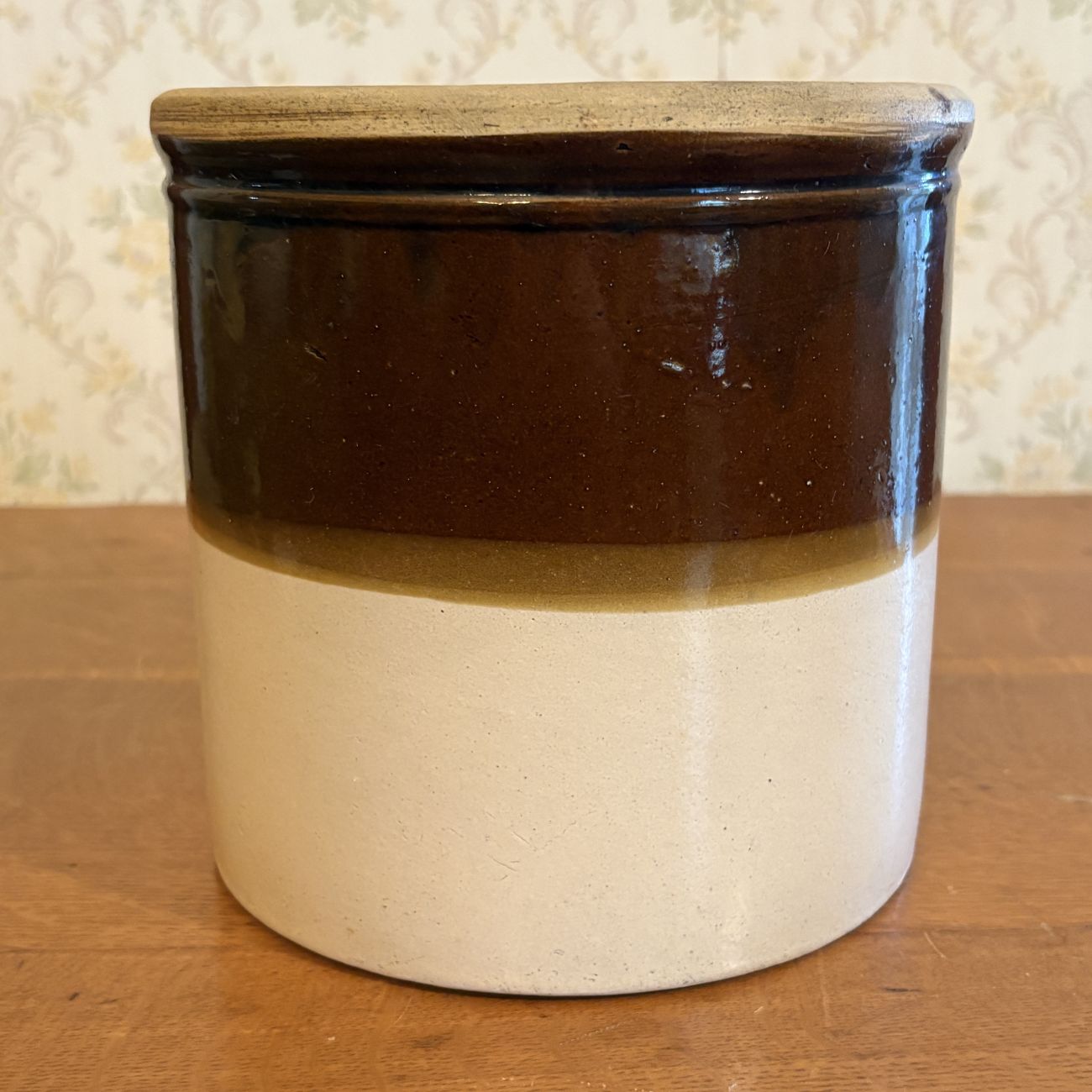 Two-Tone Glazed Stoneware Utility Crock