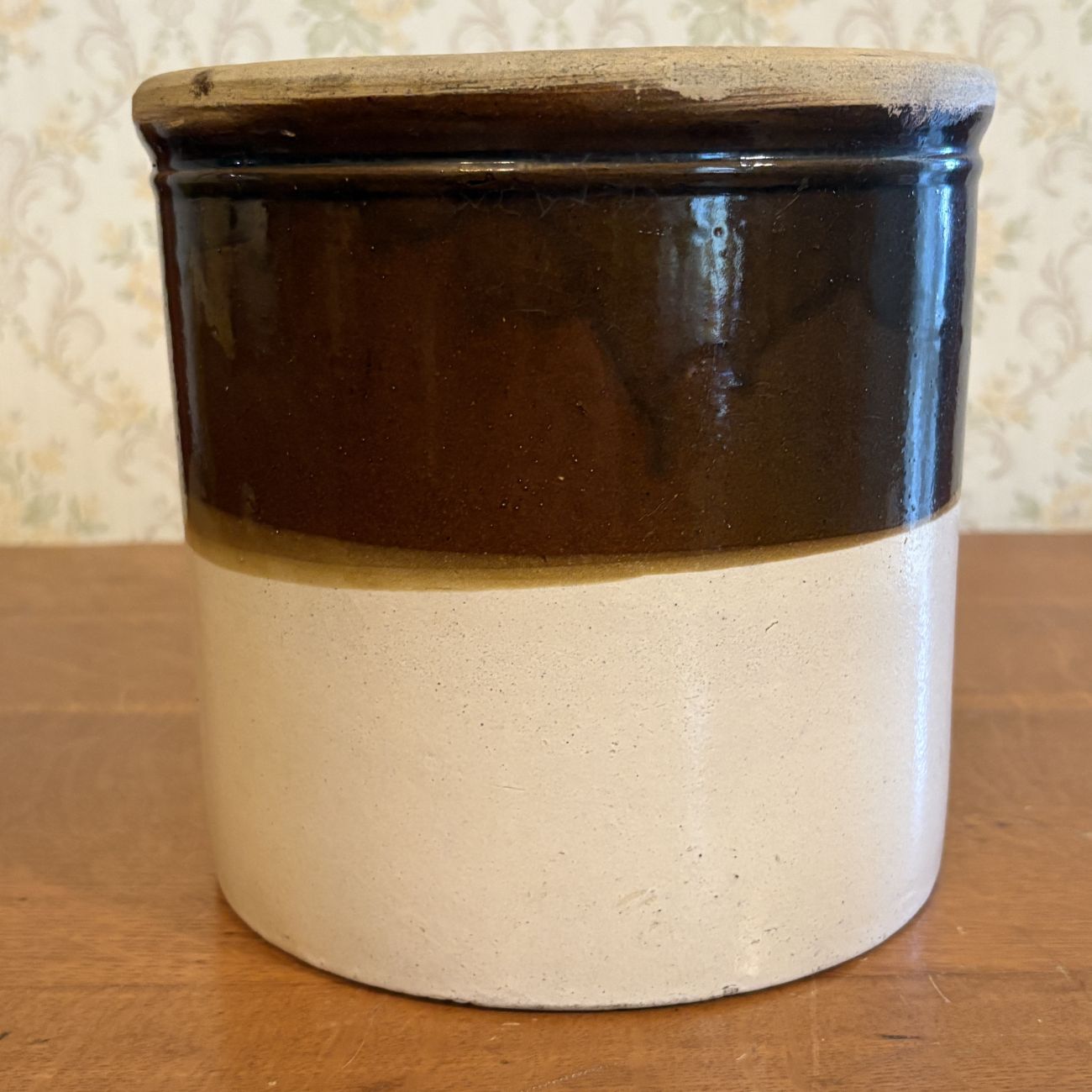 Two-Tone Glazed Stoneware Utility Crock