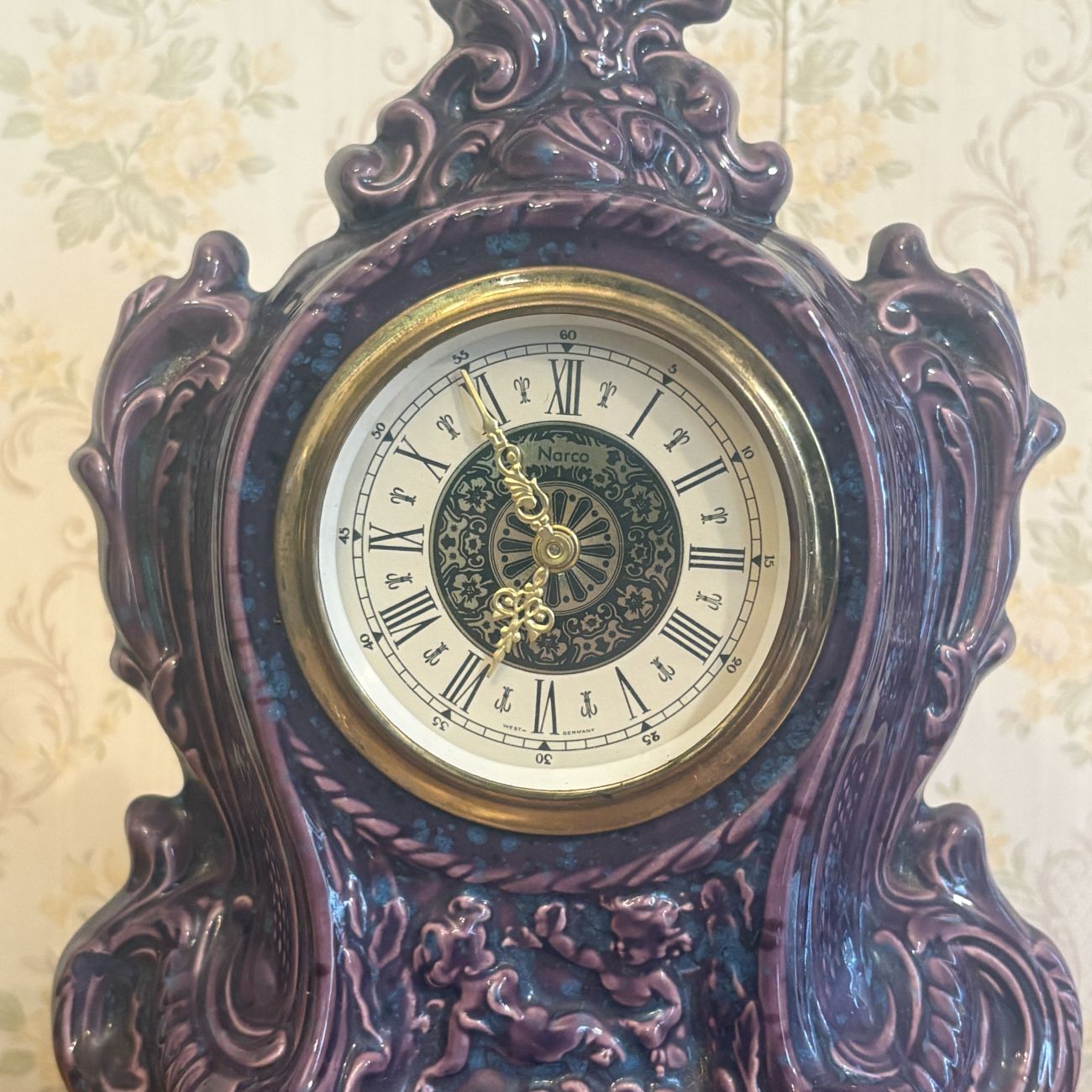 Narco West German Ceramic Mantel Clock