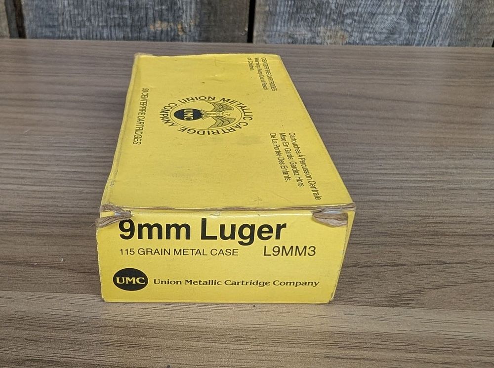 Lot 184: A Lot of 50 Union Metallic Cartridge Company 9mm Luger 115 Grain Centerfire Cartridges