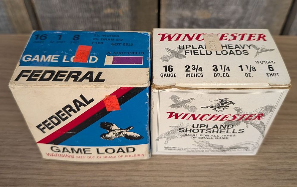 Lot 195: A Lot of 12 Federal and Winchester Shotshells 16 Gauge