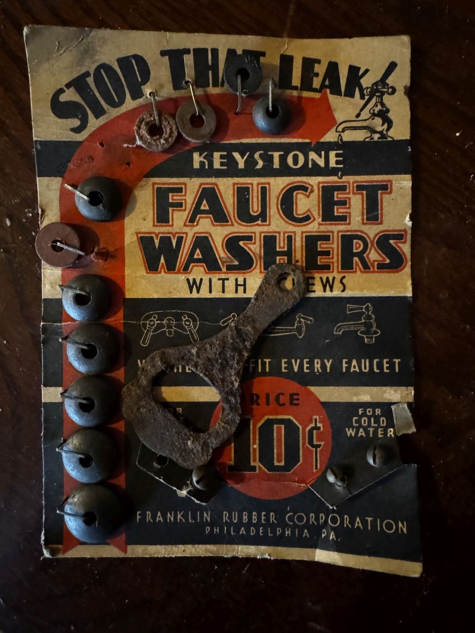 Lot 225: Vintage Keystone Faucet Washers Advertising Display Card by Franklin Rubber Corporation