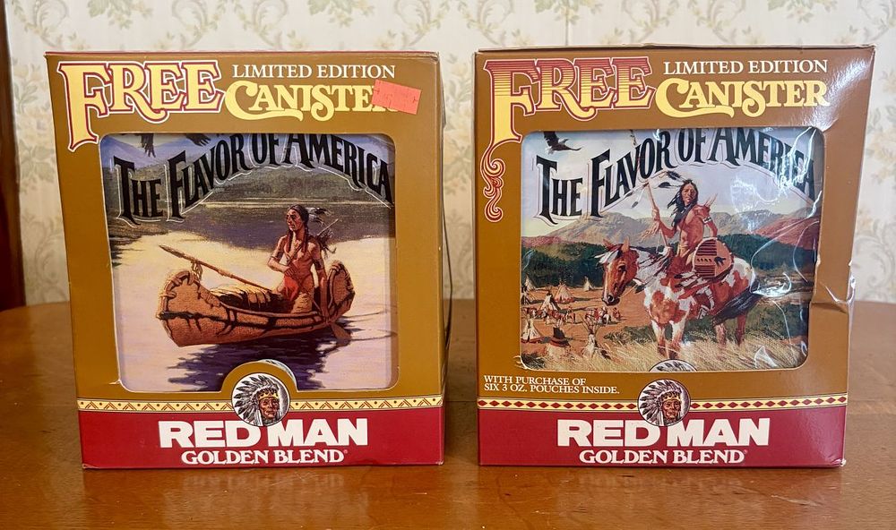 Lot 271: Two Red Man Golden Blend Limited Edition Promotional Canisters in Original Boxes